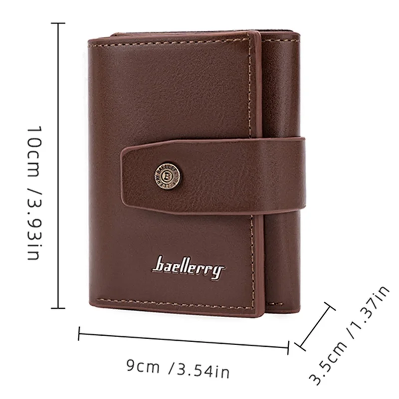 BAELLERRY K9218 RFID Blocking PU Leather Billfold Wallet Aluminum Pop-Up Card Holder - Brown