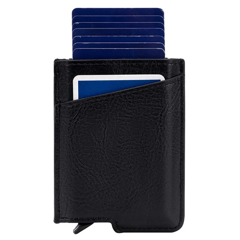 BAELLERRY K9219 Pop-up Men's RFID Blocking Card Holder PU Leather+Metal Card Carrying Case - Black