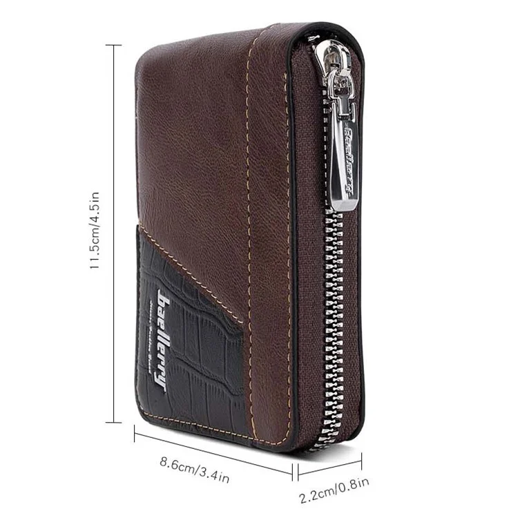 BAELLERRY D5103 Splicing Design Card Holder Coin Purse Men's RFID Blocking Wallet PU Leather Billfold - Coffee