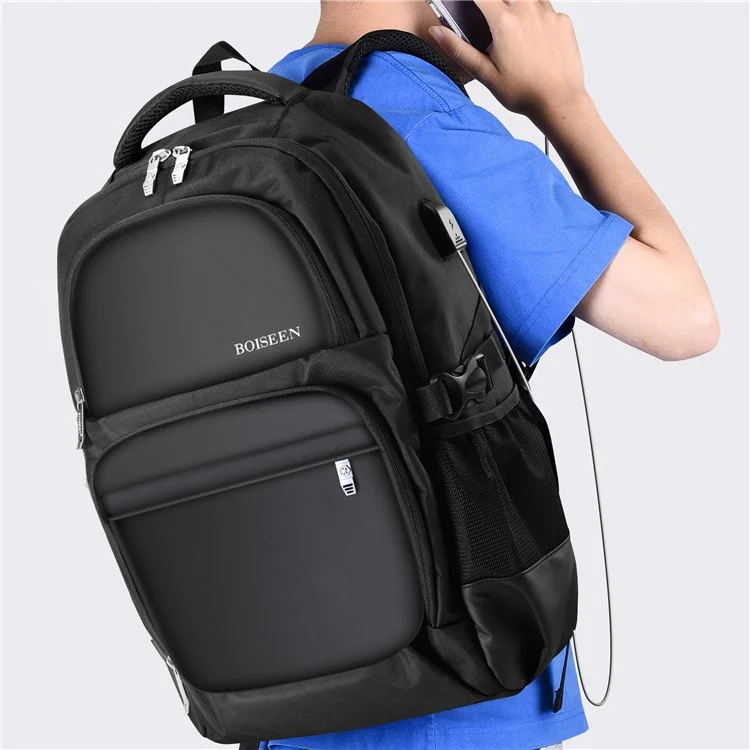BAELLERRY 3878 USB Port Dual Shoulders Bag Waterproof Nylon Laptop Backpack Travel Daypack