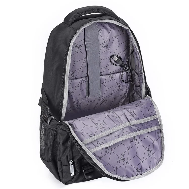 BAELLERRY 3878 USB Port Dual Shoulders Bag Waterproof Nylon Laptop Backpack Travel Daypack