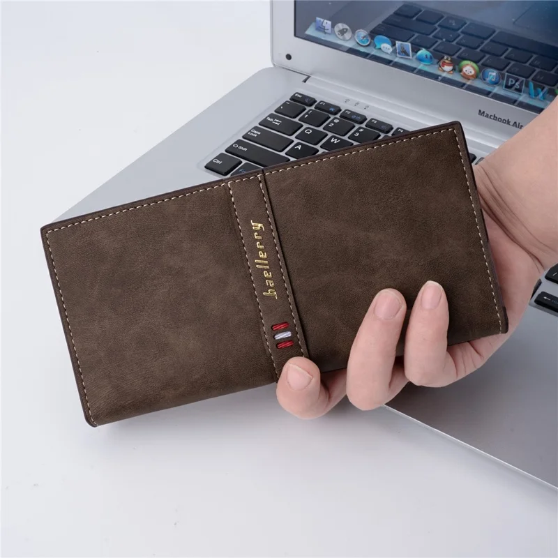 BAELLERRY C3023 PU Leather Long Wallet Men's Phone Storage Bag Card Holder Zipper Billfold Purse - Marrone
