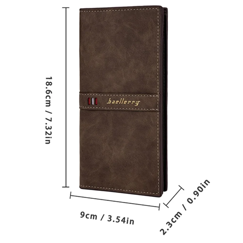 BAELLERRY C3023 PU Leather Long Wallet Men's Phone Storage Bag Card Holder Zipper Billfold Purse - Marrone