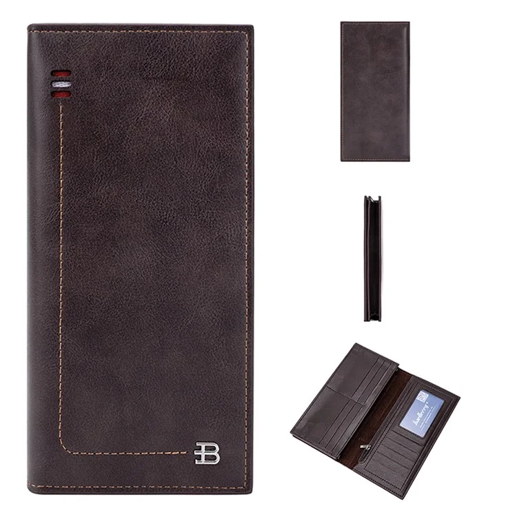 BAELLERRY C3024 Ultra-fine Long Wallet for Men, Sac de Rangement pour Téléphone en Cuir PU, Porte-Cartes Billfold Purse - Café