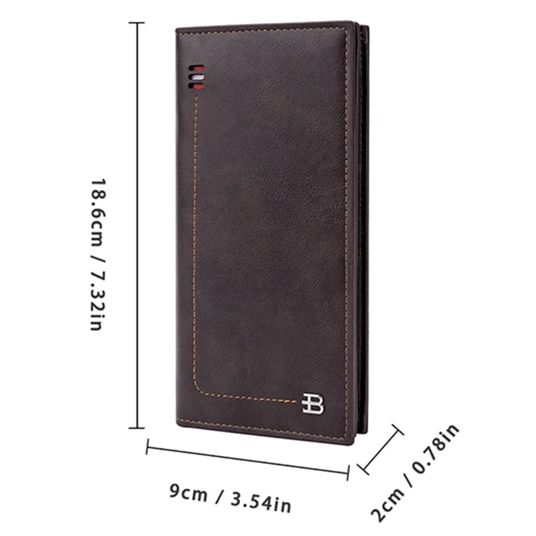 BAELLERRY C3024 Ultra-fine Long Wallet for Men, Sac de Rangement pour Téléphone en Cuir PU, Porte-Cartes Billfold Purse - Café