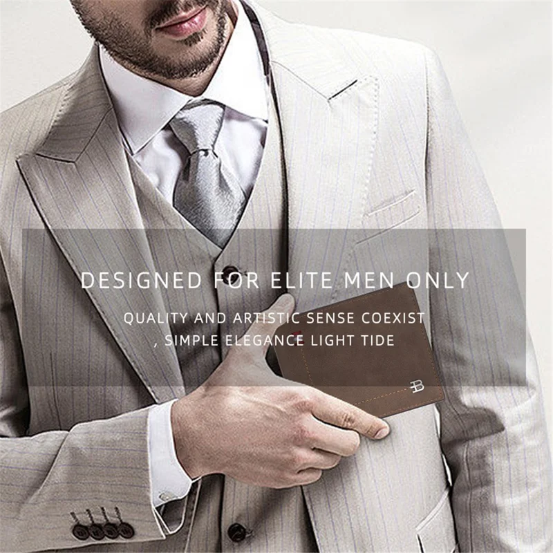 BAELLERRY D3034 Men's Retro RFID Blocking Wallet Card Holder Coin Purse Bag PU Leather Billfold - Brown