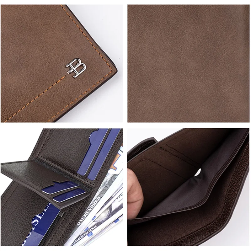 BAELLERRY D3034 Men's Retro RFID Blocking Wallet Card Holder Coin Purse Bag PU Leather Billfold - Brown