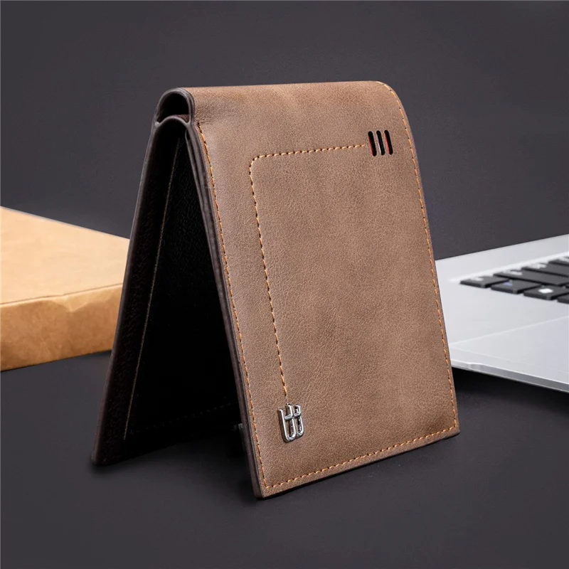 BAELLERRY D3034 Men's Retro RFID Blocking Wallet Card Holder Coin Purse Bag PU Leather Billfold - Brown