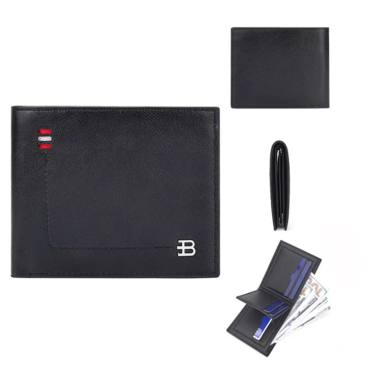 BAELLERRY D3034 Men's Retro RFID Blocking Wallet Card Holder Coin Purse Bag PU Leather Billfold - Black