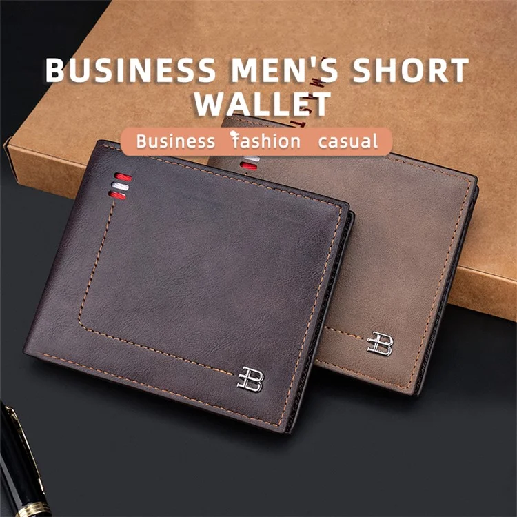 BAELLERRY D3034 Men's Retro RFID Blocking Wallet Card Holder Coin Purse Bag PU Leather Billfold - Black