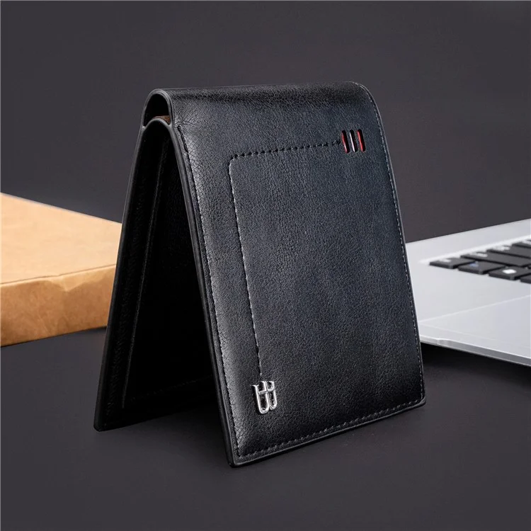BAELLERRY D3034 Men's Retro RFID Blocking Wallet Card Holder Coin Purse Bag PU Leather Billfold - Black