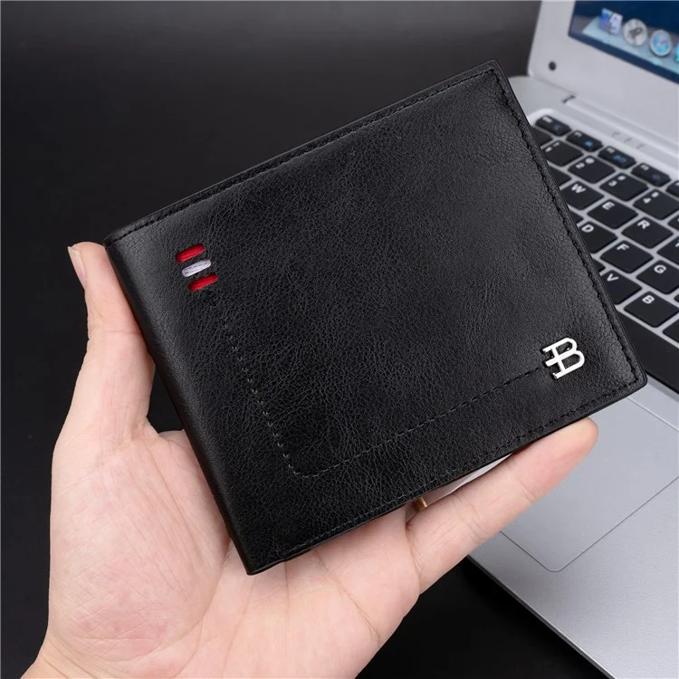 BAELLERRY D3034 Men's Retro RFID Blocking Wallet Card Holder Coin Purse Bag PU Leather Billfold - Black