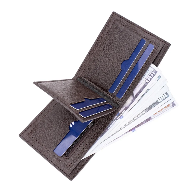 BAELLERRY D3035 Portefeuille voor heren met meerdere kaartslots, RFID-blokkering, PU-leer, portemonnee met muntvak - Bruin