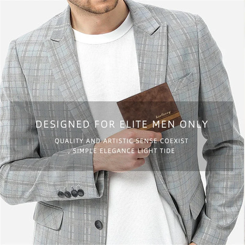 BAELLERRY D3035 Portefeuille voor heren met meerdere kaartslots, RFID-blokkering, PU-leer, portemonnee met muntvak - Bruin