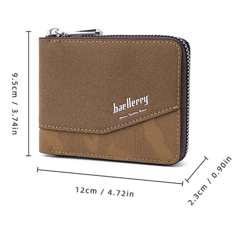 BAELLERRY D5106 Men's Retro RFID Blocking Wallet Card Holder Coin Purse Bag Zipper PU Leather Billfold - Light Brown