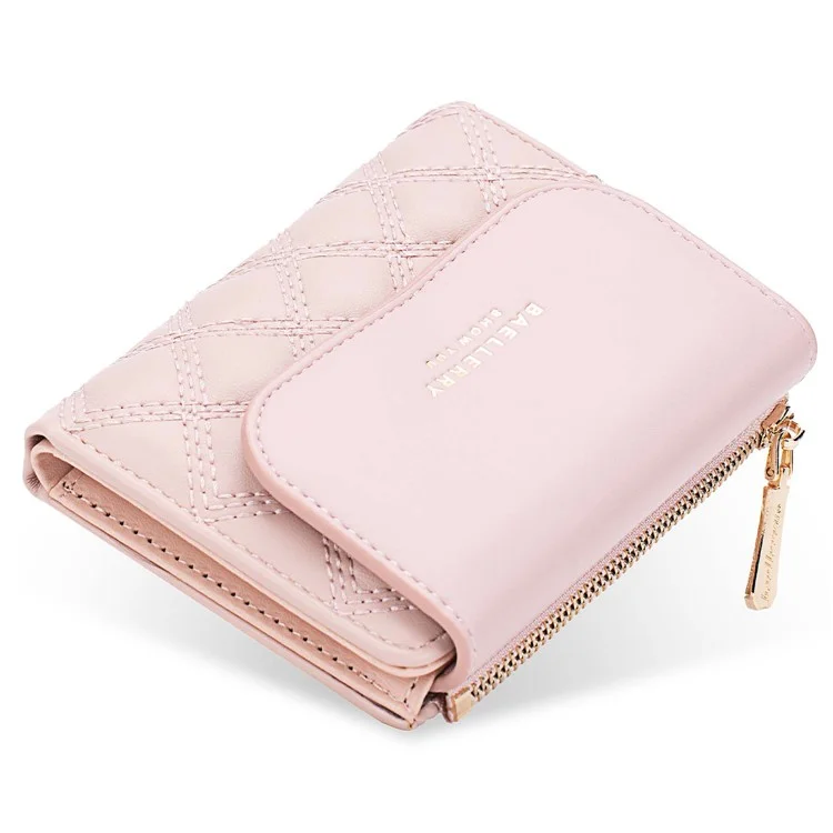 BAELLERRY N2404 Teen Girls Wallet PU Leather Card Storage Holder Pouch for Women - Pink