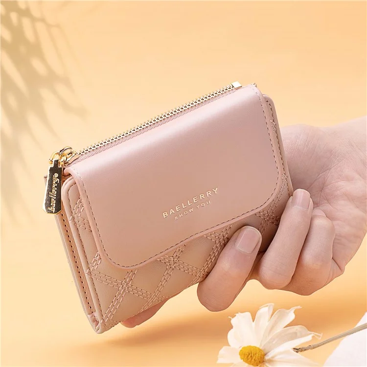 BAELLERRY N2404 Teen Girls Wallet PU Leather Card Storage Holder Pouch for Women - Pink