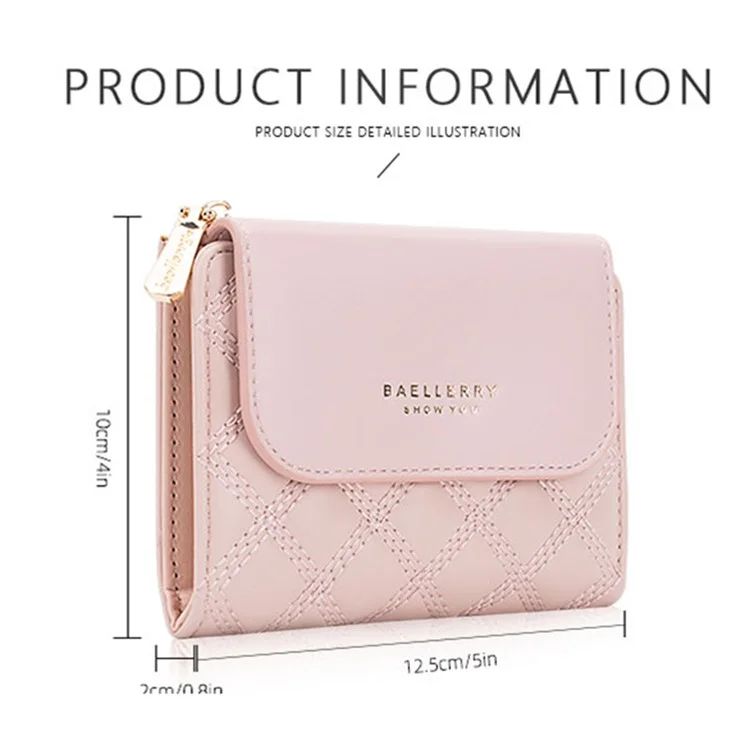 BAELLERRY N2404 Teen Girls Wallet PU Leather Card Storage Holder Pouch for Women - Pink