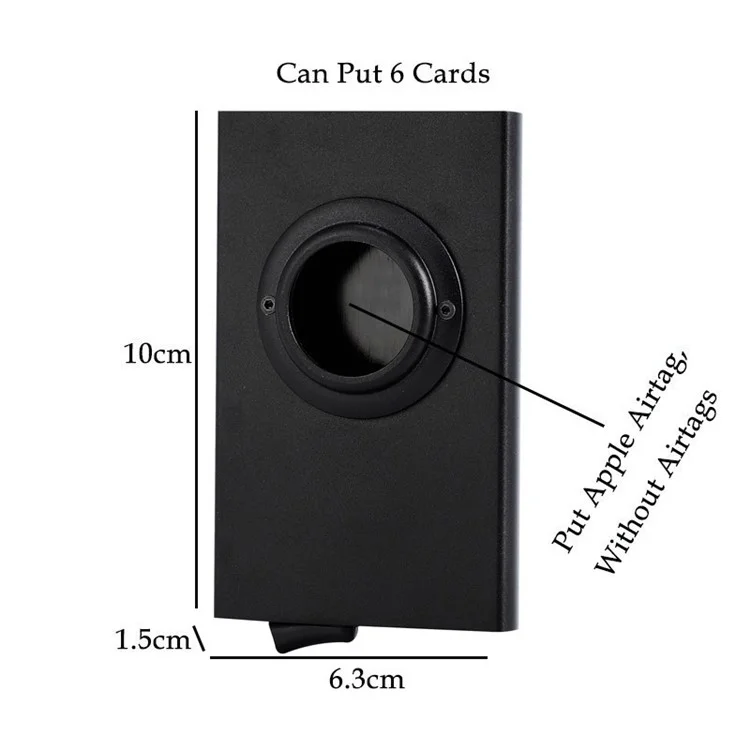 Étui en aluminium RFID Blocking Card Case Aluminium Alloy Automatic Pop-Up Porte-cartes intelligent Sac pour AirTag - Noir