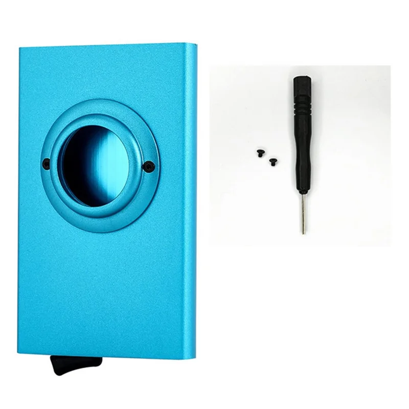 RFID Blocking Card Case Aluminum Alloy Automatic Pop-Up Credit Card Holder Smart Tracker Bag for AirTag  - Sapphire