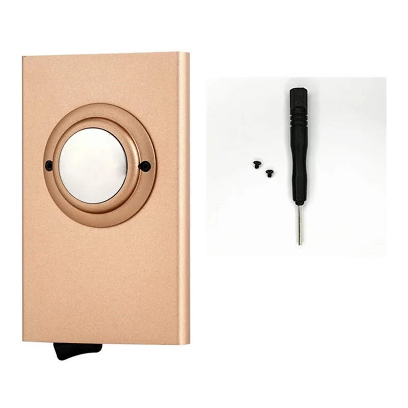 RFID Blocking Card Case Aluminum Alloy Automatic Pop-Up Credit Card Holder Smart Tracker Bag for AirTag  - Gold