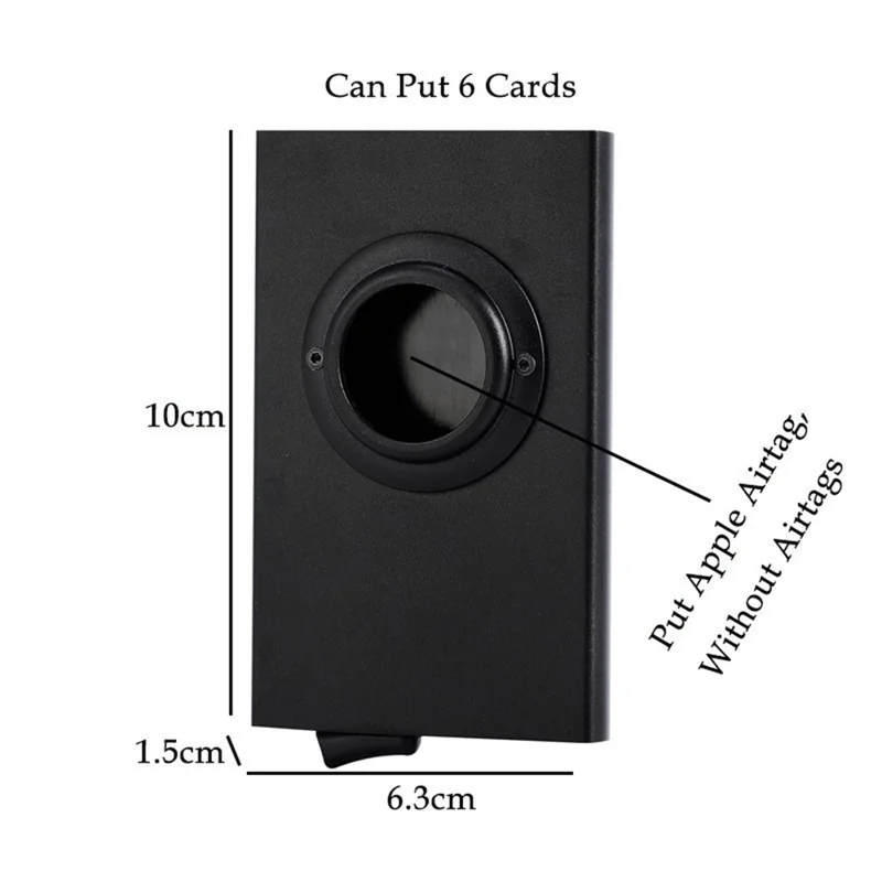 RFID Blocking Card Case Aluminum Alloy Automatic Pop-Up Credit Card Holder Smart Tracker Bag for AirTag - Grigio