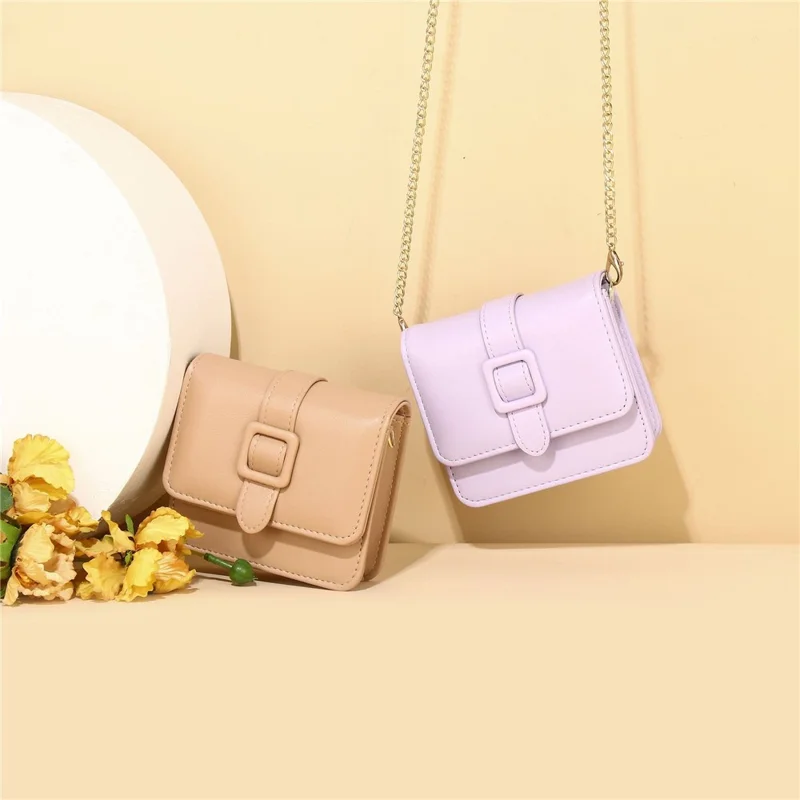 Metal Chain Shoulder Strap PU Leather Women Single Shoulder Crossbody Bag - Light Green