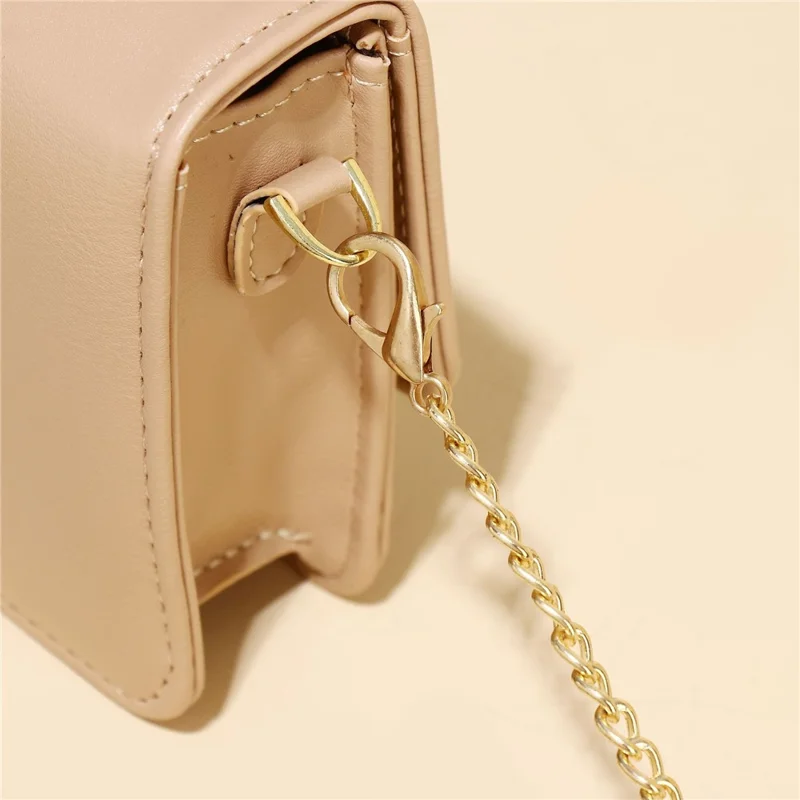 Metal Chain Shoulder Strap PU Leather Women Single Shoulder Crossbody Bag - Light Green
