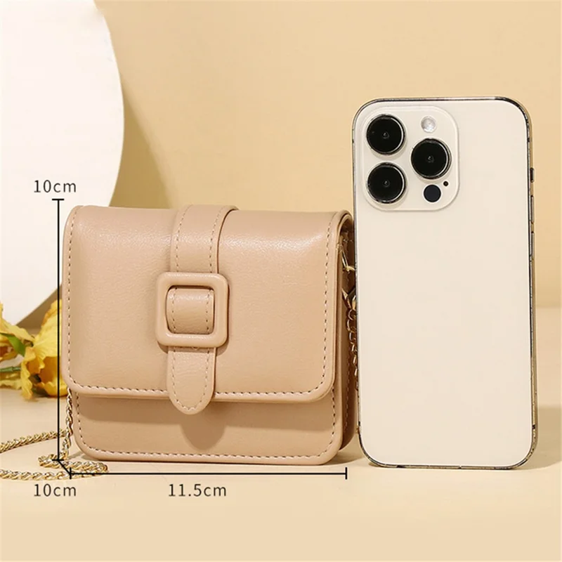 Metal Chain Shoulder Strap PU Leather Women Single Shoulder Crossbody Bag - Light Green