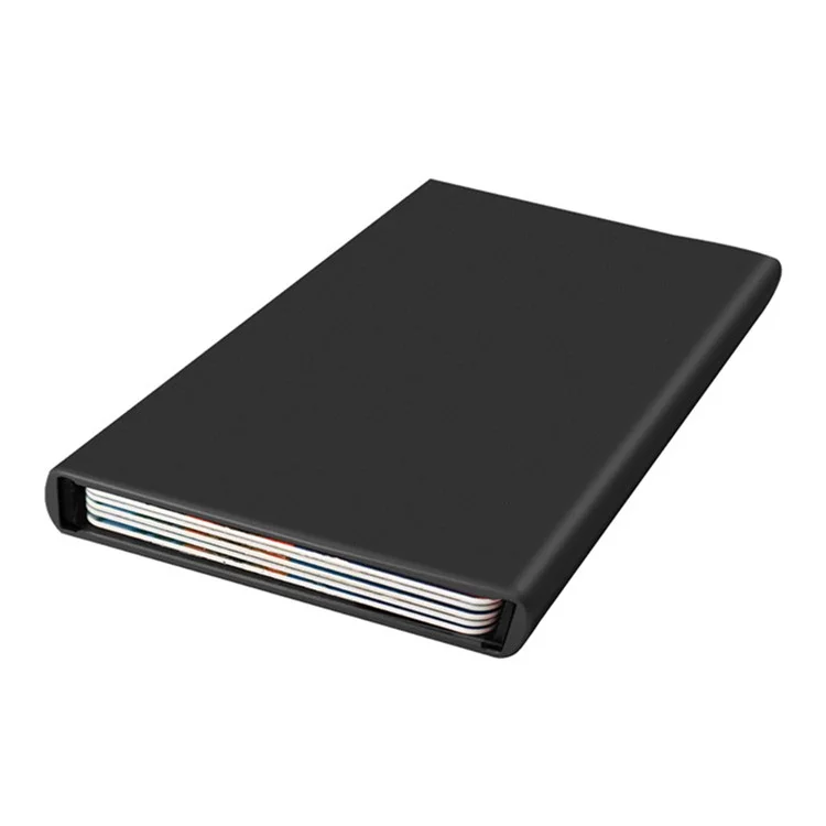 TDL006 Custodia per carta pop-up facile RFID Blocking ID Card Case Lega di alluminio Portacarte di credito - Nero