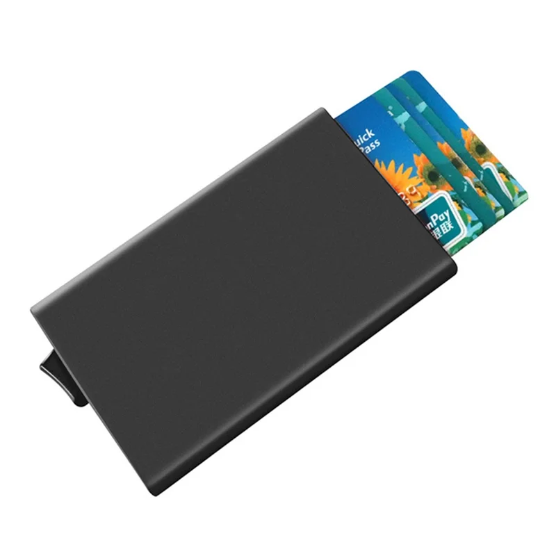 TDL006 Easy Pop-Up Card Bag RFID Blocking ID Card Case Aluminum Alloy Credit Card Holder - Silver