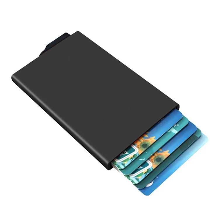 TDL007 Custodia in Lega di Alluminio per Carte di Credito Protezione RFID Porta Carte di Credito e ID Facile Pop-Up Design - Nero
