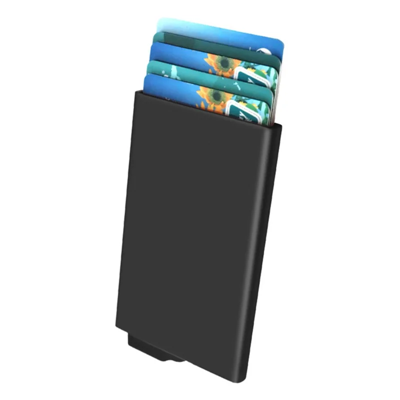 TDL007 Custodia in Lega di Alluminio per Carte di Credito Protezione RFID Porta Carte di Credito e ID Facile Pop-Up Design - Nero