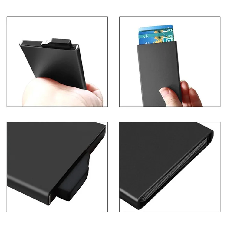 TDL007 Custodia in Lega di Alluminio per Carte di Credito Protezione RFID Porta Carte di Credito e ID Facile Pop-Up Design - Nero
