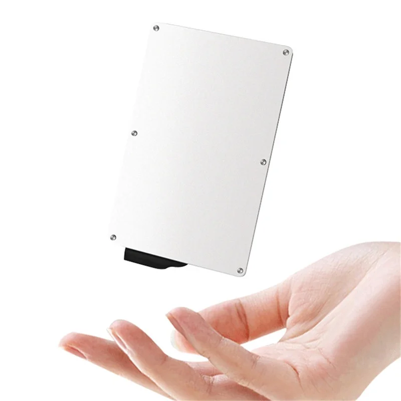 TDL002 Алюминиевый сплав Pop-Up Card Pouch RFID Блокировка кредитной карты ID Card Holder Case - Серебряный