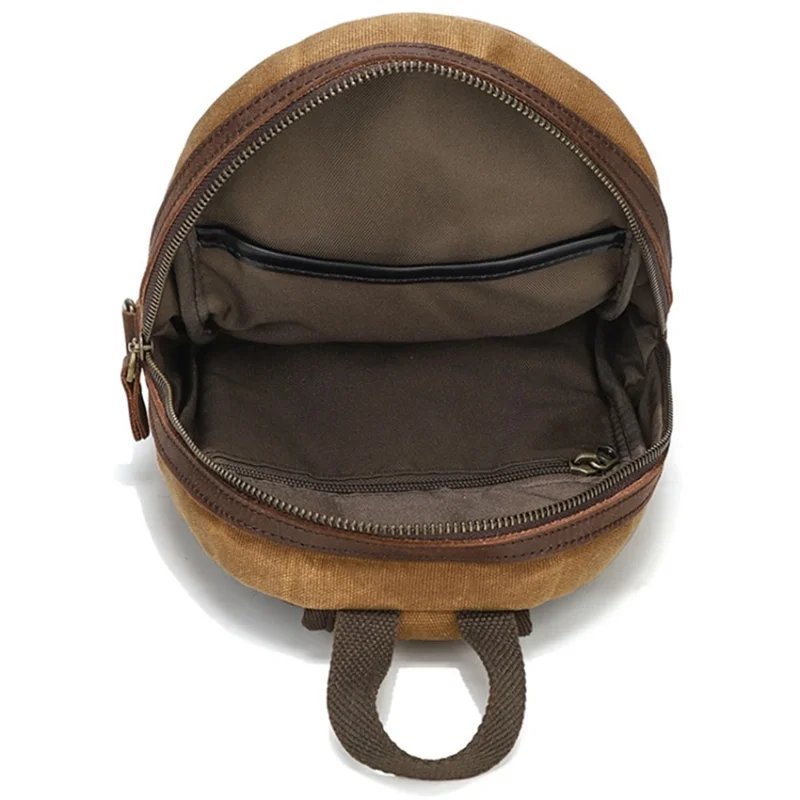 Retro Waxed Canvas+Cowhide Chest Bag Waterproof Men Single Shoulder Crossbody Bag - Yellow