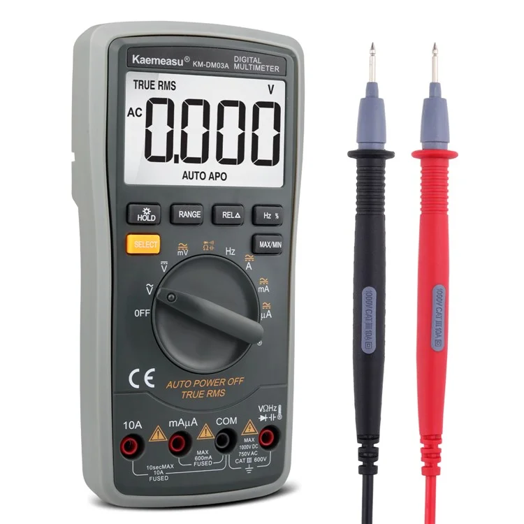 KAEMEASU KM-DM03A High Precision Digital Multimeter 6000 Count Display AC / DC Smart Tester, without Battery