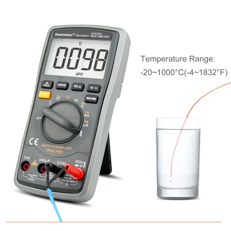 KAEMEASU KM-DM03A High Precision Digital Multimeter 6000 Count Display AC / DC Smart Tester, without Battery