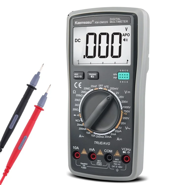 KAEMEASU KM-DM02S Affichage LCD Multimètre Numérique Intelligent Diffusion Vocale Testeur Électrique pour Tension CA / CC, Courant, Sans Piles