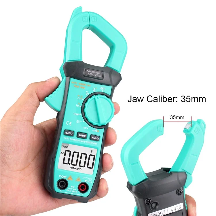 KAEMEASU KM-CM21D Digital Clamp Meter Multimeter Electrical Tester Measuring AC / DC Voltage, Current, NCV (No Battery)