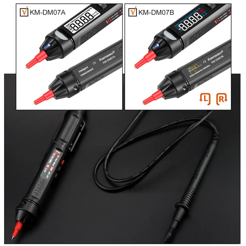 KAEMEASU KM-DM07B Penneformet digital multimeter vekselspænding/lige strøm 5999 tællinger Smart-meter bærbar penneprøveapparat, uden batteri