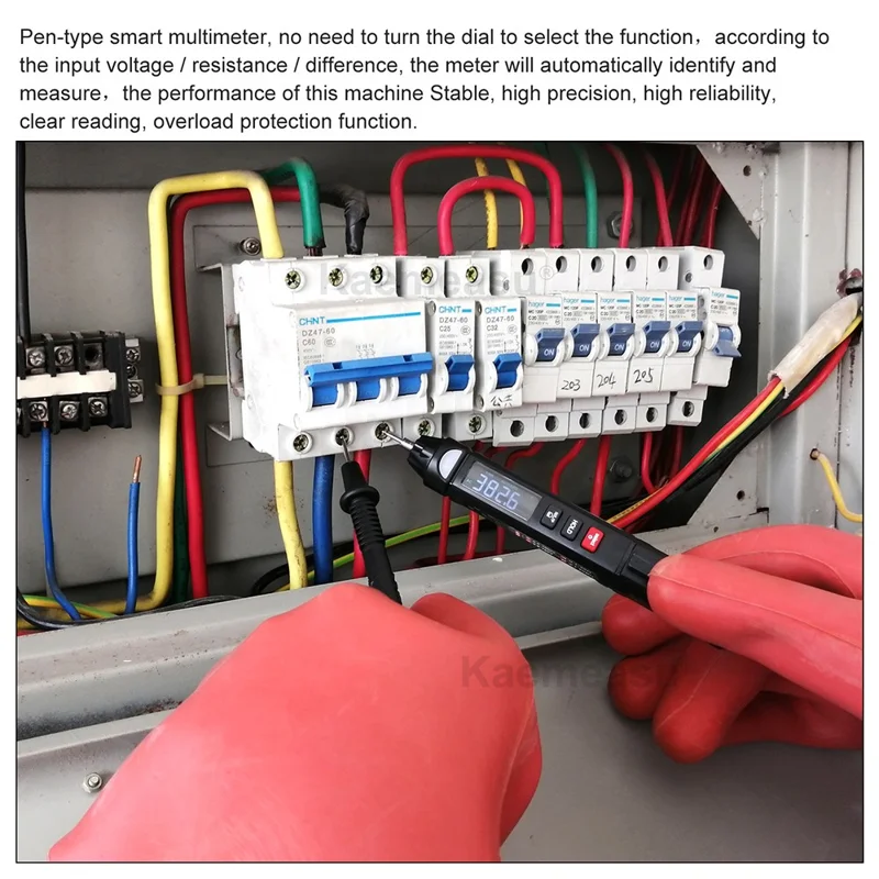 KAEMEASU KM-DM07B Penneformet digital multimeter vekselspænding/lige strøm 5999 tællinger Smart-meter bærbar penneprøveapparat, uden batteri