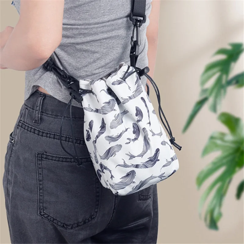 Printing Waterproof Drawstring Camera Bag for Instant Cameras Versatile Storage Bag - Green Leaf