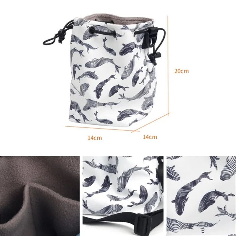Printing Waterproof Drawstring Camera Bag for Instant Cameras Versatile Storage Bag - Green Leaf