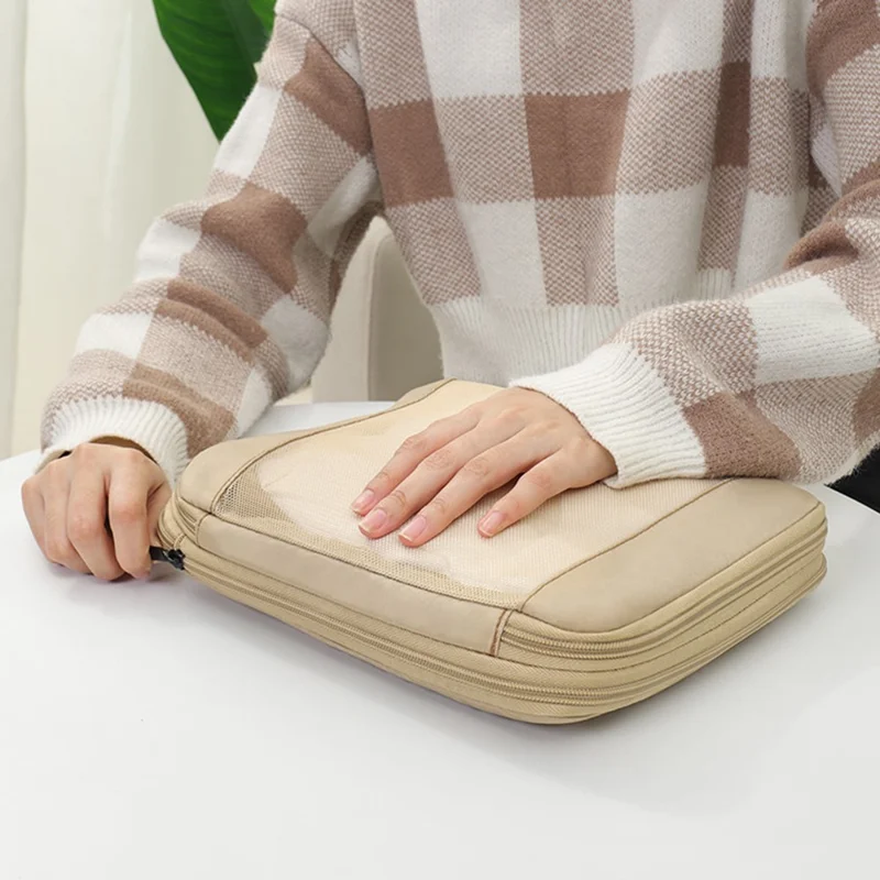 6Pcs Travel Luggage Organizer Compression Packing Cubes Set Suitcase Storage Bag - White