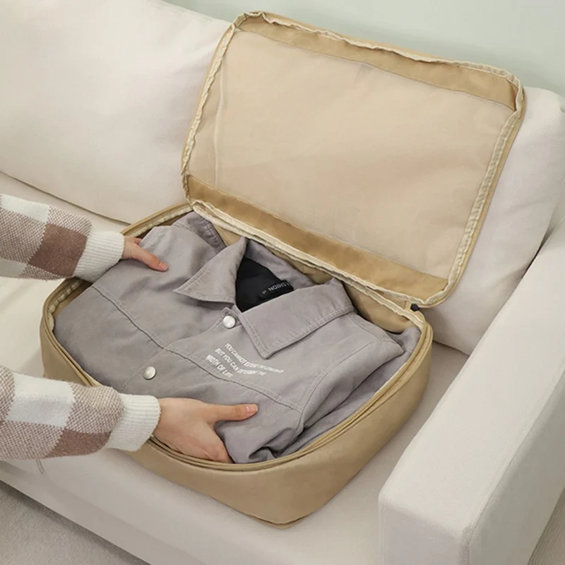 6Pcs Travel Luggage Organizer Compression Packing Cubes Set Suitcase Storage Bag - White