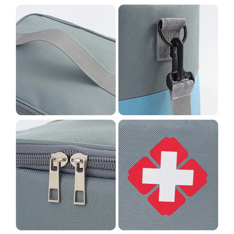 Borsa per medicinali 20 x 14 x 15 cm Organizzatore per bottiglie di pillole Scatola per medicinali Vuota con manico portatile, Cassetta di pronto soccorso, Dimensione: S - Rosso / Bianco