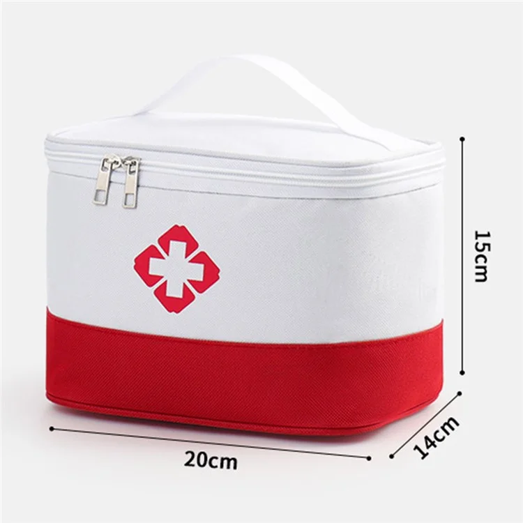 Borsa per medicinali 20 x 14 x 15 cm Organizzatore per bottiglie di pillole Scatola per medicinali Vuota con manico portatile, Cassetta di pronto soccorso, Dimensione: S - Rosso / Bianco