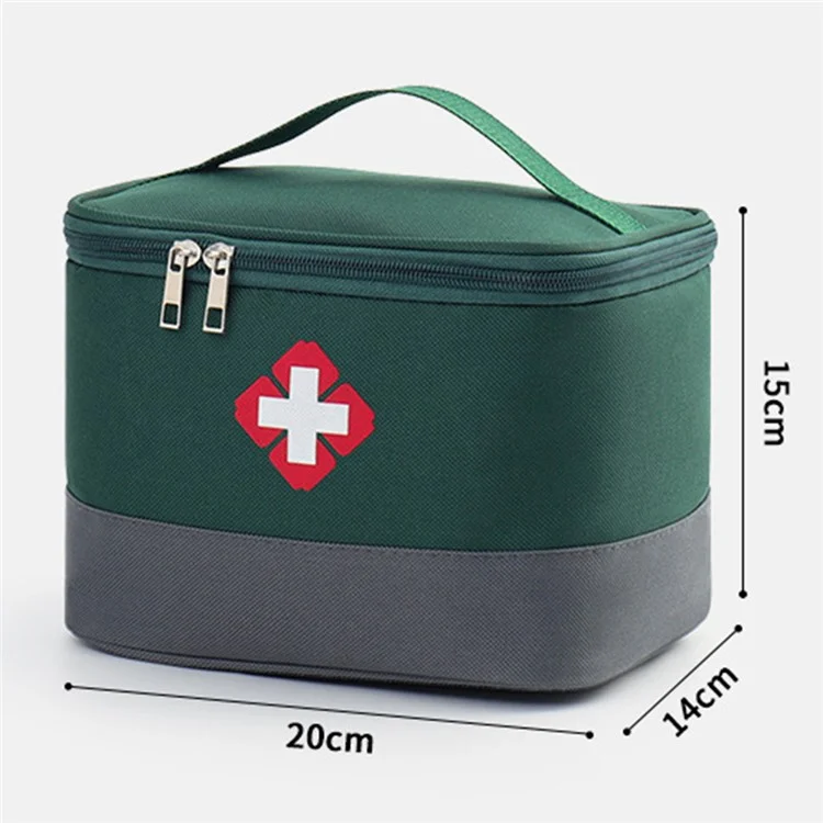 20 x 14 x 15cm Medicine Storage Bag Pill Bottle Organizer Medicine Box Empty with Portable Handle, First Aid Box, Size: S - Blackish Green / Grey