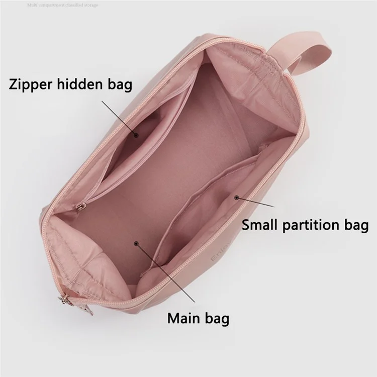 17.5 x 9 x 10cm Sac de Rangement pour Maquillage et Cosmétiques en PU, Organisateur Zippé Portable pour Voyage, Taille : S - Rose